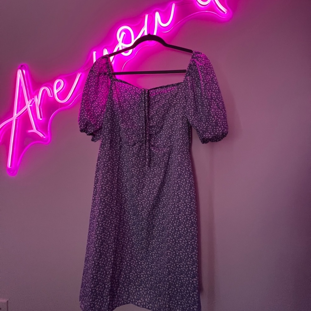 Shein Ditsy Floral Print Blue Dress